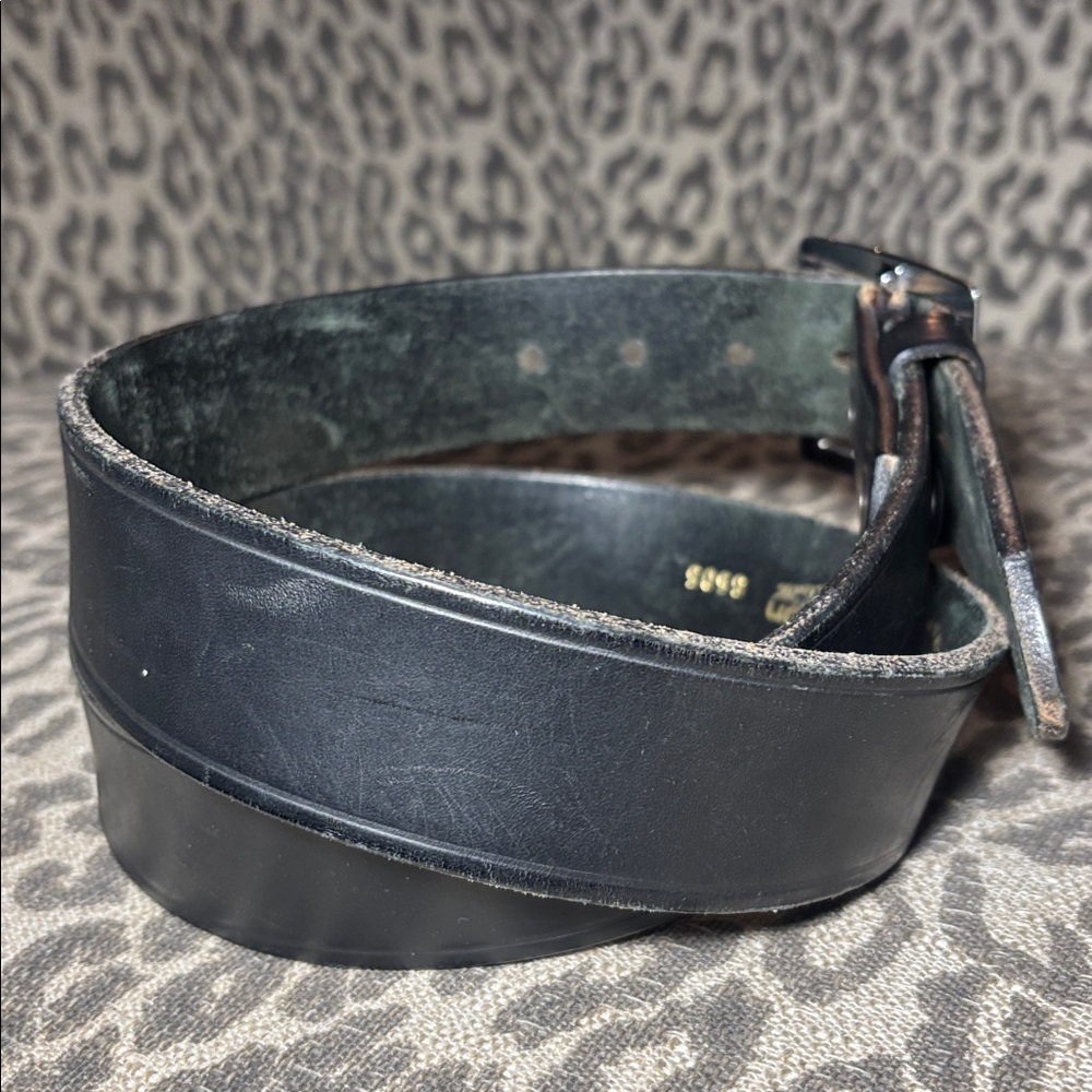 Boston leather thick leather belt black wide width heavy duty leather belt 40 - Picture 5 of 10